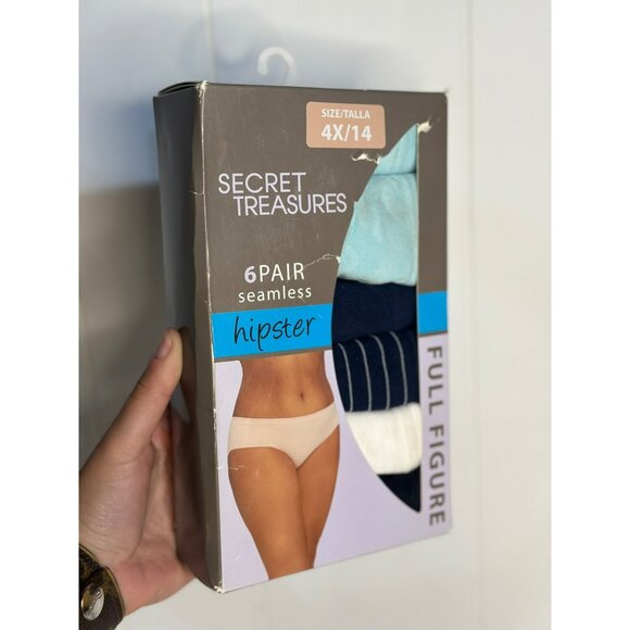 Secret Treasures 6-Pack Seamless Hipster Panties | Plus Size Full Figure 4X/14 - Picture 2 of 4